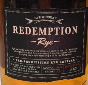 Redemption Rye Whiskey Varmax Liquor Pantry